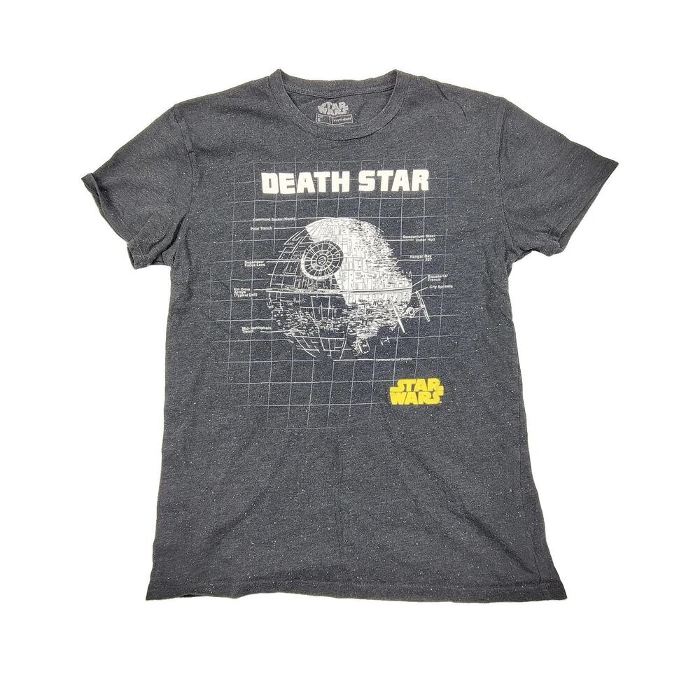 Star Wars Death Star Shirt Mens Small Gray Graphic Tee Space Sci-Fi Diagram